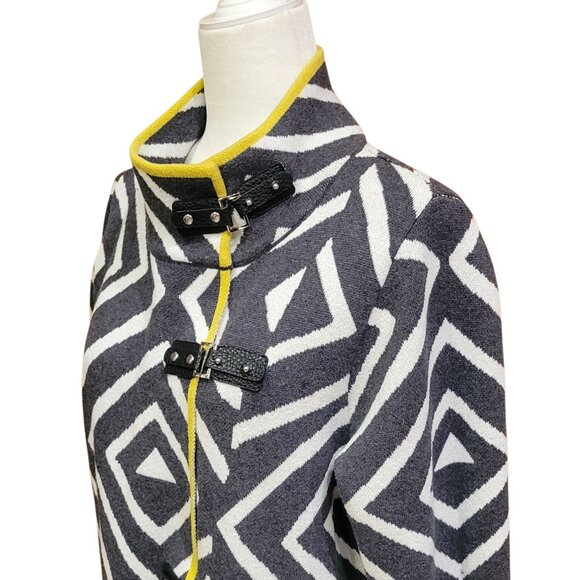 Marble Buckle Detail Longline Art-to-Wear Cardigan Sweater Jacket Size M - Picture 4 of 13